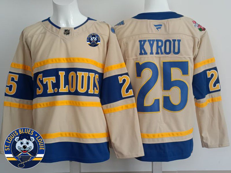 Men St.Louis Blues #25 Kyrou Cream 2025 Fanatics Home Premium NHL Jersey style 3->st.louis blues->NHL Jersey